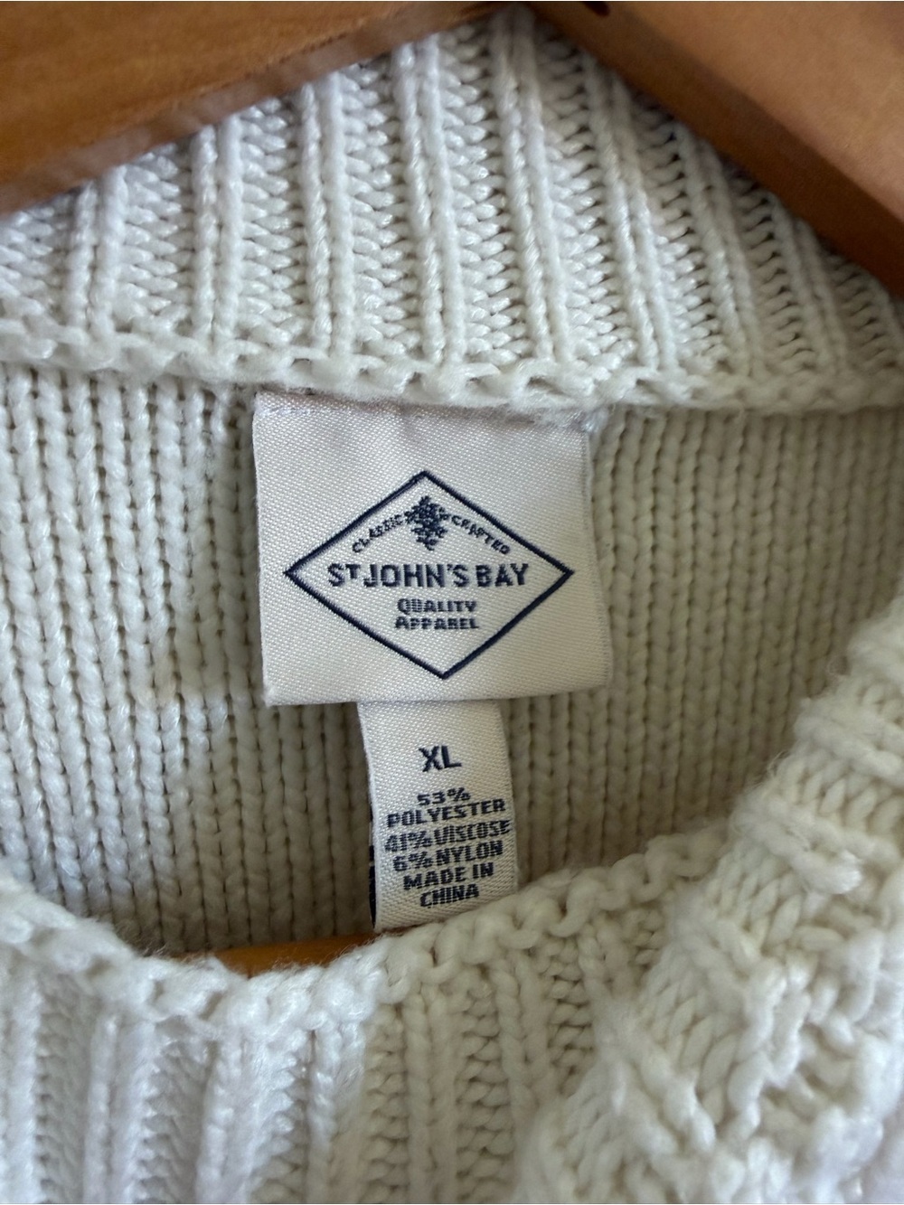 St. John's Bay Cream Cable Knit Pullover - Picture 2 of 4
